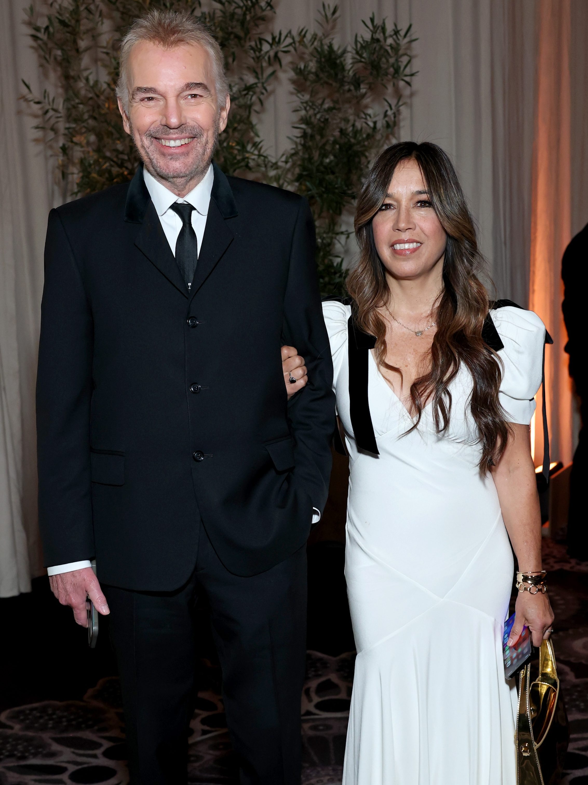 BEVERLY HILLS, CALIFORNIA - JANUARY 05: (L-R) Billy Bob Thornton and Connie Angland attend the 82nd Annual Golden Globe Awards at The Beverly Hilton on January 05, 2025 in Beverly Hills, California. (Photo by Monica Schipper/Getty Images)