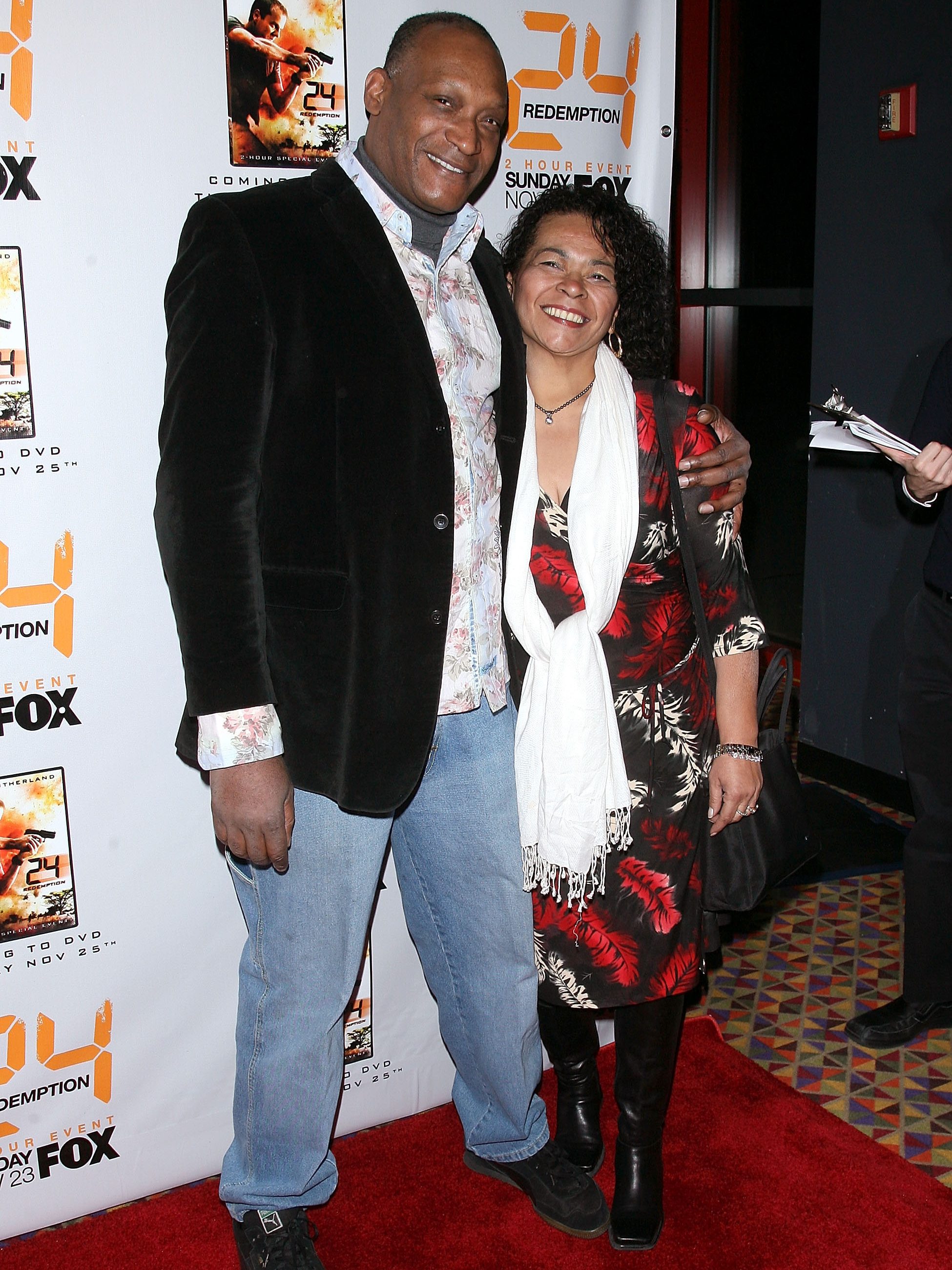 Actor Tony Todd with Fatima attends the world premiere of 24: Redemption at the AMC Theatres Empire 25 on November 19, 2008 in New York City. (Photo by Jim Spellman/WireImage)