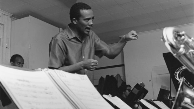 American composer and record producer Quincy Jones at work in a recording studio, 1963. (Photo by Gai Terrell/Redferns/Getty Images)