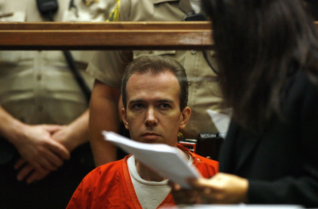 Los Angeles UNITED STATES Murder suspect John Mark Karr appears at his extradition hearing at the Los Angeles Superior Court in Los Angeles California 22 August 2006 Karr the suspect in the killing of child beauty queen JonBenet Ramsey was in court Tuesday for a hearing to extradite him to Colorado where the decade old crime was committed The 41 year old teacher whose surprising arrest in Thailand last week triggered a new media frenzy over the tragic case spent the day in jail 21 August after his arrival from Bangkok over the weekend AFP PHOTOPOOL MARIO ANZUONI Photo credit should read MARIO ANZUONIAFP via Getty Images