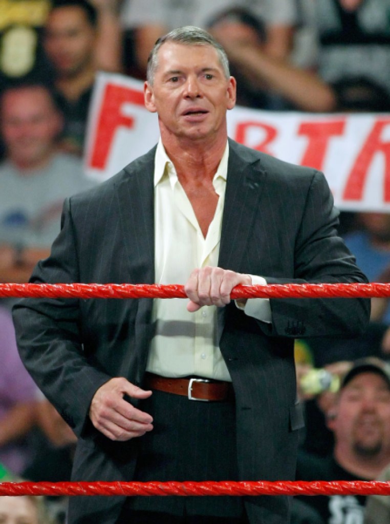 LAS VEGAS AUGUST 24 World Wrestling Entertainment Inc Chairman Vince McMahon appears in the ring during the WWE Monday Night Raw show at the Thomas Mack Center August 24 2009 in Las Vegas Nevada Photo by Ethan MillerGetty Images