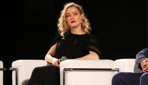 TAORMINA, ITALY - JUNE 24: Amber Heard speaks on the stage during the 69th Taormina Film Festival on June 24, 2023 in Taormina, Italy. (Photo by Ernesto Ruscio/Getty Images)