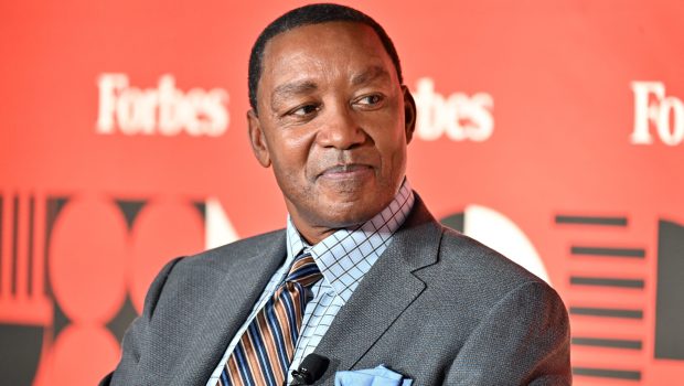 ATLANTA, GEORGIA - NOVEMBER 06: Retired NBA Player Isiah Thomas onstage during "From The Hardwood to the Board Room: A Conversation with Isiah Thomas" at the 2023 ForbesBLK Summit at Southern Exchange Ballrooms on November 06, 2023 in Atlanta, Georgia. (Photo by Paras Griffin/WireImage)