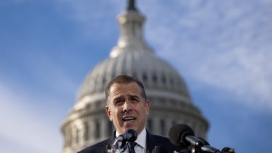 WASHINGTON, DC - DECEMBER 13: U.S. President Joe Biden's son Hunter Biden talks to reporters outside the U.S. Capitol on December 13, 2023 in Washington, DC. Hunter Biden defied a subpoena from Congress to testify behind closed doors ahead of a House vote on an impeachment inquiry against his father. (Photo by Drew Angerer/Getty Images)