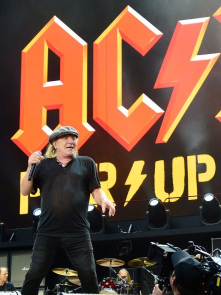 LONDON, ENGLAND - JULY 03: Brian Johnson of AC/DC performs during the PWR UP Tour at Wembley Stadium on July 03, 2024 in London, England.  (Photo by Jim Dyson/Getty Images)