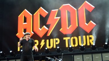 LONDON, ENGLAND - JULY 03: Brian Johnson of AC/DC performs during the PWR UP Tour at Wembley Stadium on July 03, 2024 in London, England.  (Photo by Jim Dyson/Getty Images)