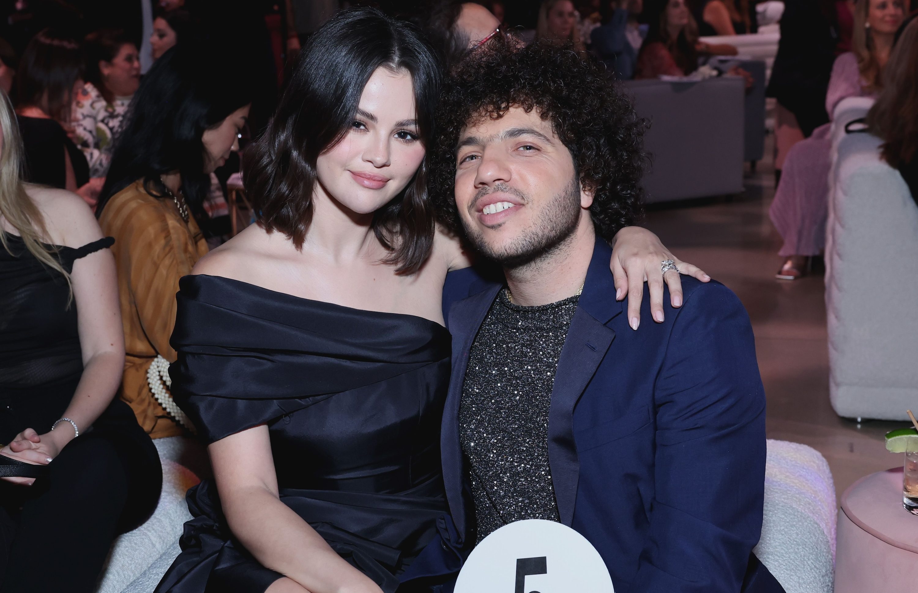 LOS ANGELES, CALIFORNIA - OCTOBER 24: (L-R) Selena Gomez and Benny Blanco attend the Second Annual Rare Impact Fund Benefit Supporting Youth Mental Health, hosted by Selena Gomez, at Nya Studios on October 24, 2024 in Los Angeles, California. (Photo by Amy Sussman/Getty Images)