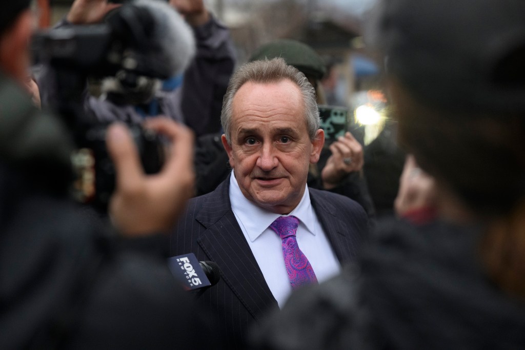 HOLLIDAYSBURG, PENNSYLVANIA - DECEMBER 10: Thomas Dickey, attorney for suspected shooter Luigi Mangione speaks to press in front of the Blair County Courthouse after an extradition hearing December 10, 2024 in Hollidaysburg, Pennsylvania. Mangione has been arraigned on weapons and false identification charges related to the fatal shooting of United Healthcare CEO Brian Thompson in New York City. Mangione is incarcerated in the State Correctional Institution in Huntingdon, Pennsylvania awaiting extradition to New York. (Photo by Jeff Swensen/Getty Images)