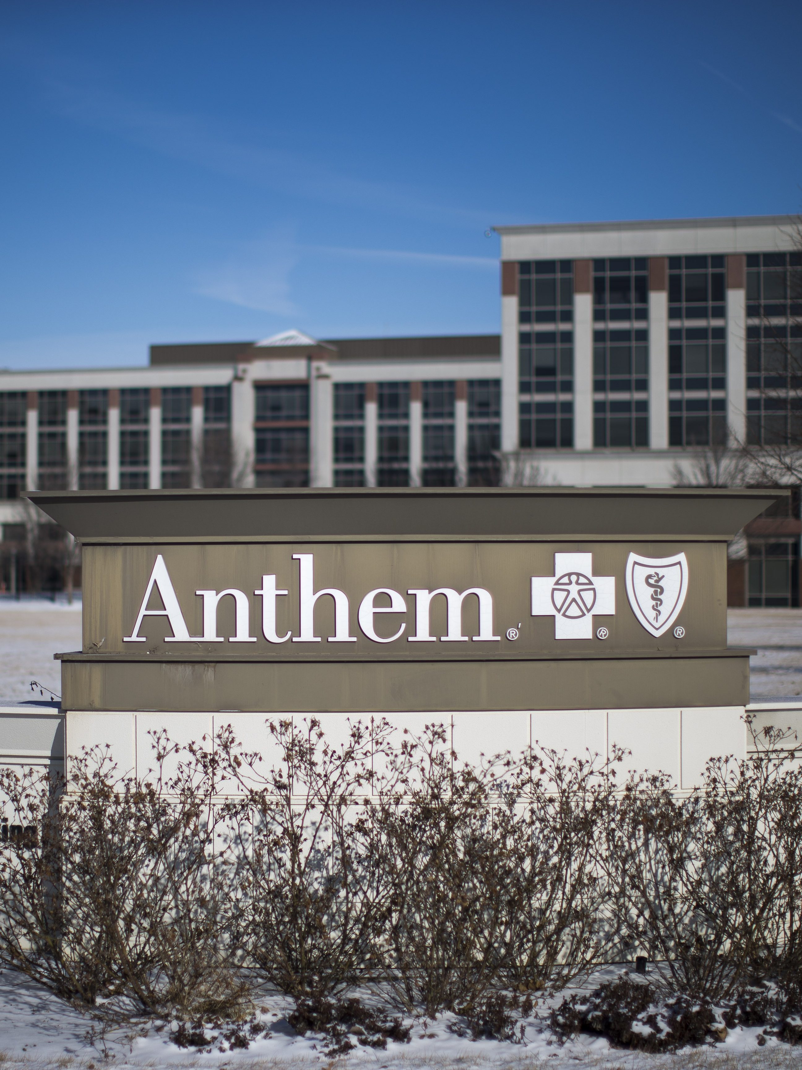 INDIANAPOLIS, IN - FEBRUARY 5: An exterior view of an Anthem Health Insurance facility on February 5, 2015 in Indianapolis, Indiana. About 80 million company records were accessed in what may be among the largest healthcare data breaches to date. (Photo by Aaron P. Bernstein/Getty Images)