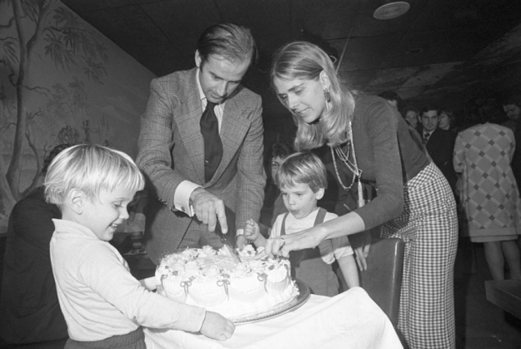 Senator elect Joseph Biden and wife Nelia cut his 30th birthday cake at a party in Wilmington November 20th His son Hunter waits for the first piece Biden by becoming 30 fulfills the constitutional requirement of Senators being 30 years of age when they take office