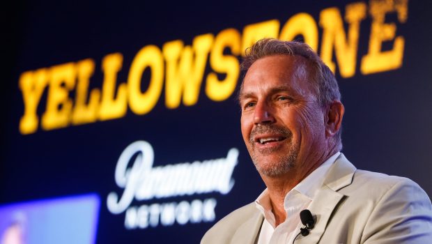 CANNES, FRANCE - JUNE 21:  Kevin Costner speaks during 'A conversation with Kevin Costner from Paramount Network and Yellowstone' during the Cannes Lions Festival 2018 on June 21, 2018 in Cannes, France.  (Photo by Richard Bord/Getty Images for Cannes Lions)