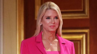 WASHINGTON, DC - AUGUST 25: Former Florida Attorney General Pam Bondi takes to the podium in an empty Mellon Auditorium to address the Republican National Convention on August 25, 2020 in Washington, DC. The novel coronavirus pandemic has forced the Republican Party to move away from an in-person convention to a televised format, similar to the Democratic Party's convention a week earlier.  (Photo by Chip Somodevilla/Getty Images)