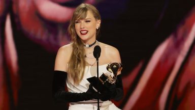 LOS ANGELES, CALIFORNIA - FEBRUARY 04: Taylor Swift accepts the Best Pop Vocal Album award for “Midnights” onstage during the 66th GRAMMY Awards at Crypto.com Arena on February 04, 2024 in Los Angeles, California. (Photo by Kevin Winter/Getty Images for The Recording Academy)