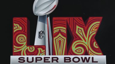 NEW ORLEANS, LOUISIANA -  DECEMBER 01: The Super Bowl LIX logo as part of a Verizon ad on December 01, 2024 in New Orleans, Louisiana. (Photo by Aaron M. Sprecher/Getty Images)