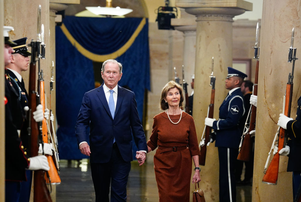 WASHINGTON, DC - JANUARY 20: Former President George W. Bush and former first lady Laura Bush arrive prior to the inauguration of President-elect Donald Trump at the United States Capitol on January 20, 2025 in Washington, DC. Donald Trump takes office for his second term as the 47th President of the United States. (Photo by Melina Mara - Pool/Getty Images)