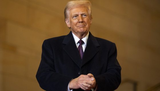 US President Donald Trump waits to speak in Emancipation Hall during inauguration ceremonies at the US Capitol in Washington, DC, on January 20, 2025. (Photo by Greg Nash / POOL / AFP)