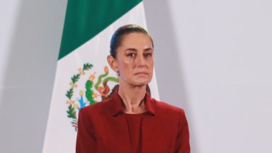 MEXICO CITY, MEXICO - 2024/11/13: Claudia Sheinbaum Pardo, President of Mexico, speaking during a briefing conference about the rescue of Mexican Petroleum (PEMEX), at the  National Palace. (Photo by Carlos Santiago/Eyepix Group/LightRocket via Getty Images)