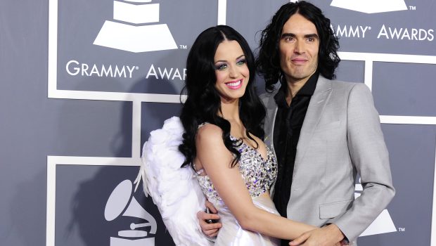 Singer Katy Perry arrives with her husband comedian Russell Brand for the 53rd annual Grammy Awards at the Staples Center in Los Angeles on February 13, 2011. AFP PHOTO / Robyn Beck (Photo credit should read ROBYN BECK/AFP via Getty Images)