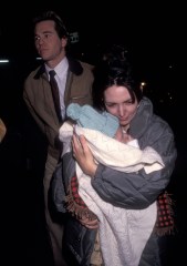 NEW YORK CITY - FEBRUARY 20:   Actor Val Kilmer, actress Joanne Whalley and daughter Mercedes Kilmer attend a preview performance of the Broadway play "Death and the Maiden" on February 20, 1992 at the Brooks Atkinson Theatre in New York City. (Photo by Ron Galella, Ltd./Ron Galella Collection via Getty Images)