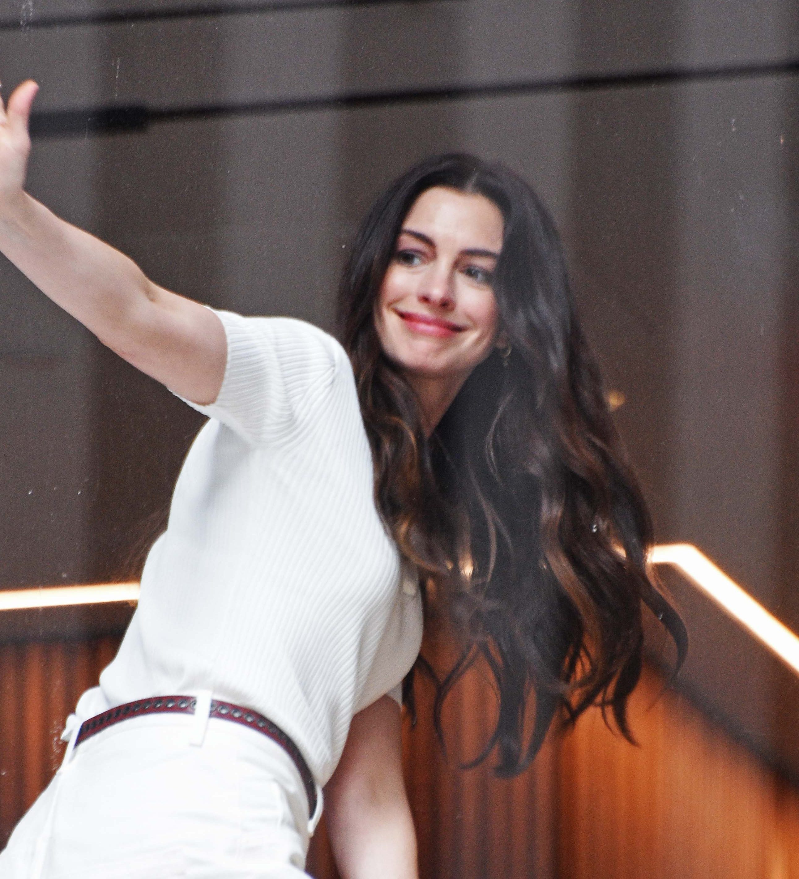 NEW YORK, NY - 23 JULI: Anne Hathaway is te zien op 23 juli 2025 in New York City. (Foto door Patricia Schlein/Star Max/GC Images)