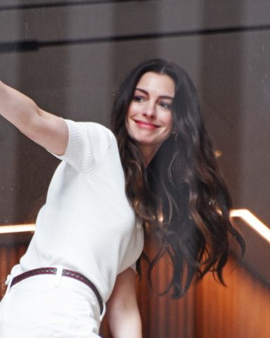NEW YORK, NY - JULY 23: Anne Hathaway is seen on July 23, 2025 in New York City.  (Photo by Patricia Schlein/Star Max/GC Images)