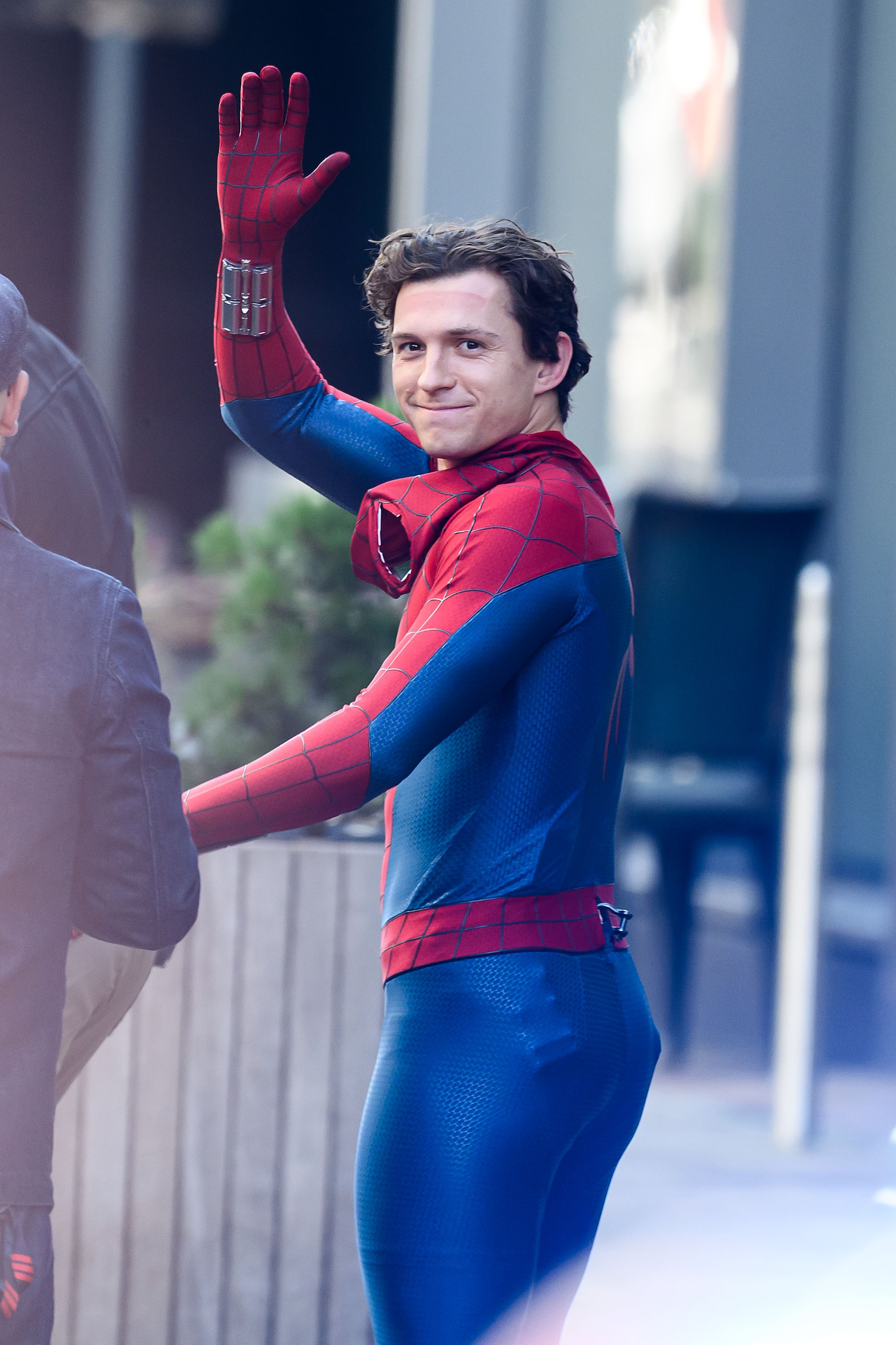 GLASGOW, UNITED KINGDOM - AUGUST 3: (UK OUT) Tom Holland is seen on the set of 'Spider-Man: Brand New Day' on August 3, 2025 in Glasgow, Scotland. (Photo by MEGA/GC Images)