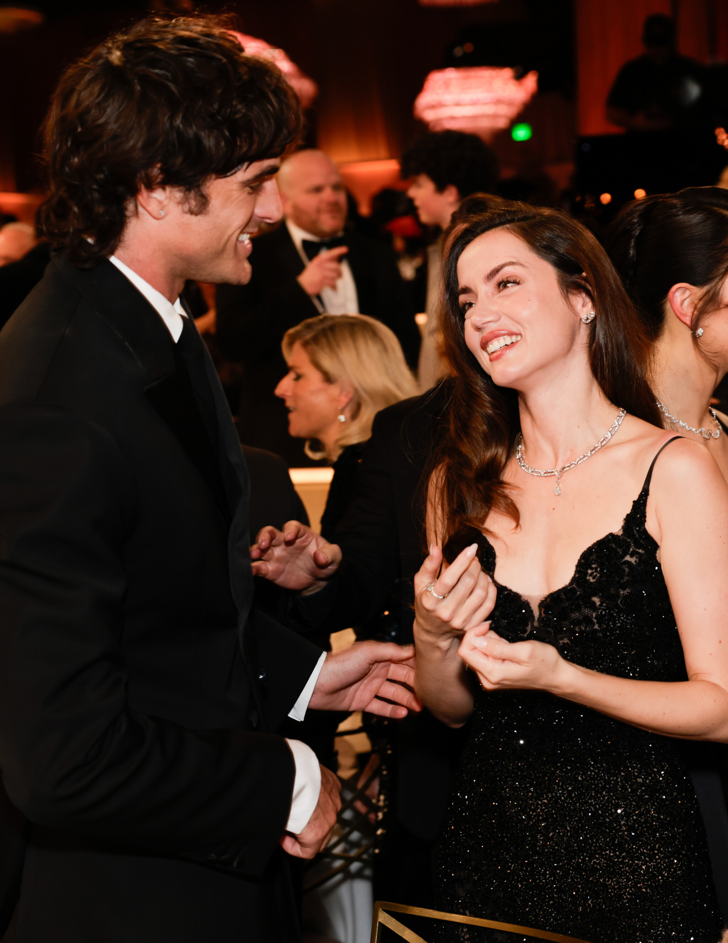 Jacob Elordi and Ana de Armas at the 83RD ANNUAL GOLDEN GLOBES®, airing live from the Beverly Hilton in Beverly Hills, California on Sunday, January 11, 2026 at 8 PM ET/5 PM PT, on CBS and streaming on Paramount+. Photo: Francis Specker/CBS ©2026 CBS Broadcasting, Inc. All Rights Reserved.