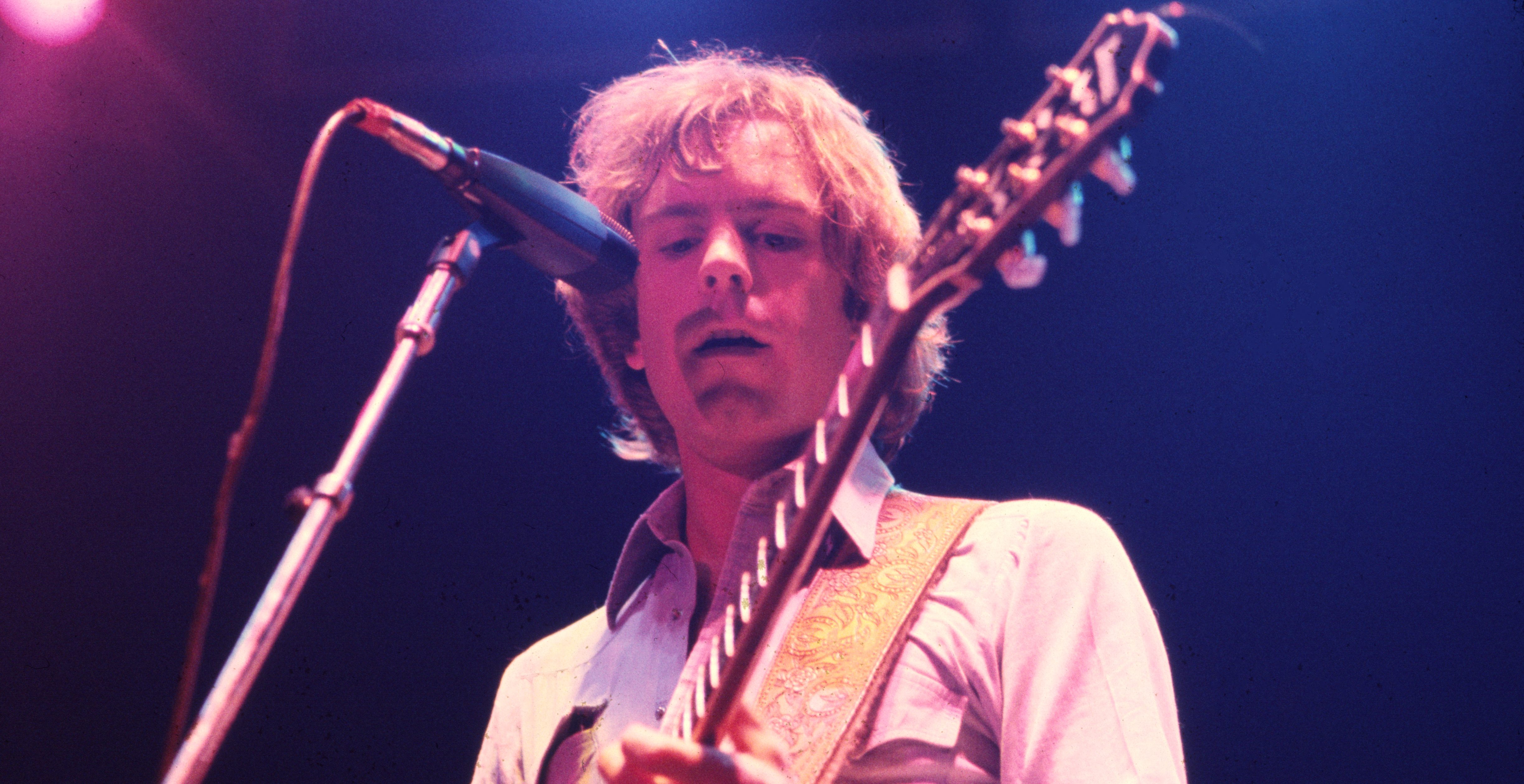 American Rock musician Bob Weir, of the group Grateful Dead, plays an electric guitar as he performs onstage at Nassau Coliseum (later Nassau Veterans Memorial Coliseum), Uniondale, New York, November 1, 1979. (Photo by Gary Gershoff/Getty Images)