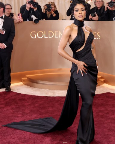 BEVERLY HILLS, CALIFORNIA - JANUARY 11: (FOR EDITORIAL USE ONLY) Teyana Taylor attends the 83rd Annual Golden Globe Awards at The Beverly Hilton on January 11, 2026 in Beverly Hills, California. (Photo by Monica Schipper/Getty Images)