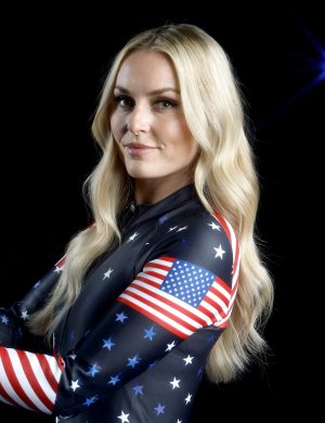 SUN VALLEY, CALIFORNIA - MAY 21: (EDITORS NOTE: A special effects camera filter was used for this image.) Alpine skier Lindsey Vonn of the United States poses for a photo during a Team USA Photo Shoot at Sunset Glenoaks Studios on May 21, 2025 in Sun Valley, California.  (Photo by Harry How/Getty Images)