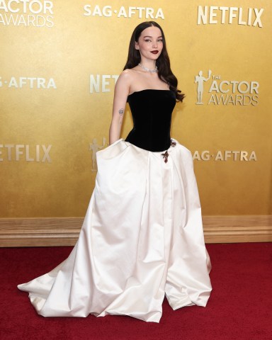 LOS ANGELES, CALIFORNIA - MARCH 01: Dove Cameron attends the 32nd Annual Actor Awards at Shrine Auditorium and Expo Hall on March 01, 2026 in Los Angeles, California. (Photo by Amy Sussman/Getty Images)