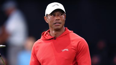  Tiger Woods of Jupiter Links Golf Club looks on before the match against the Los Angeles Golf Club at SoFi Center on March 23, 2026 in Palm Beach Gardens, Florida. (Photo by Adam Glanzman/TGL/TGL Golf via Getty Images)