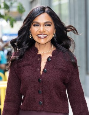 NEW YORK, NEW YORK - SEPTEMBER 30: Mindy Kaling is seen in Hudson Square on September 30, 2025 in New York City. (Photo by TheStewartofNY/GC Images)