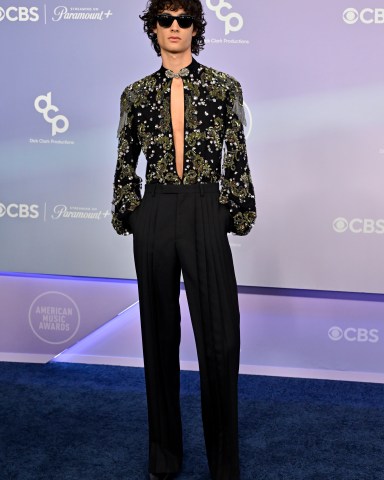 LAS VEGAS, NEVADA - MAY 25: (EDITORIAL USE ONLY) sombr attends the 52nd American Music Awards at MGM Grand Garden Arena on May 25, 2026 in Las Vegas, Nevada.  (Photo by David Becker/Getty Images)