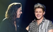 LOS ANGELES, CA - DECEMBER 04: Recording artists Harry Styles (L) and Niall Horan of One Direction perform onstage during 102.7 KIIS FMs Jingle Ball 2015 Presented by Capital One at STAPLES CENTER on December 4, 2015 in Los Angeles, California. (Photo by Kevin Winter/Getty Images for iHeartMedia)
